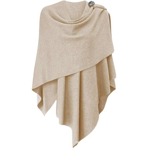 Womens Large Cross Front Poncho Sweater 2-barley Twist With Button